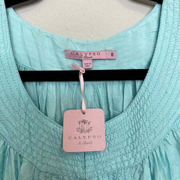 NWT Calypso Silk Tiered Maxi Dress Size Small Color Baby Blue - Picture 3 of 5